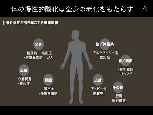 体の慢性的酸化は全身の老化をもたらす